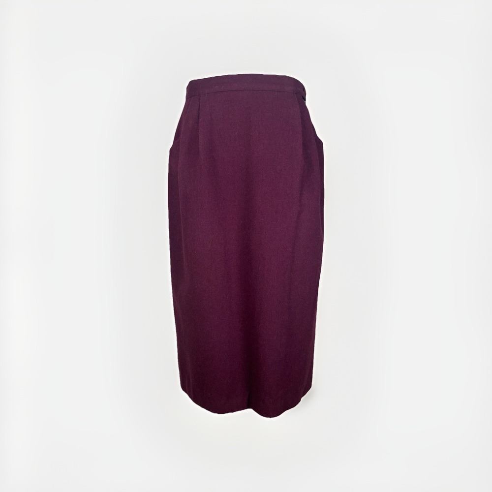 Vtg‎ 70s A Line Skirt Womens L Plum Wool Blend Retro Dark Academia Made in USA